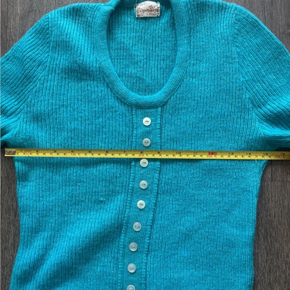 Teal Button-Up Women's Sweater - Picture 3 of 5